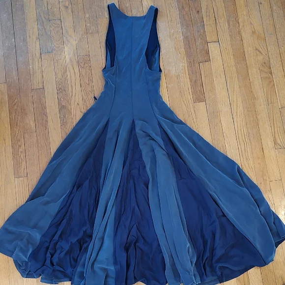 Free People Maxi Dress Medium Stella Cupro Lace-up Pleated Navy Blue Boho - Picture 11 of 14